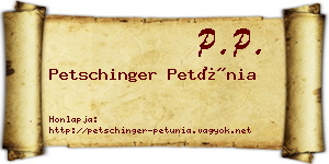 Petschinger Petúnia névjegykártya